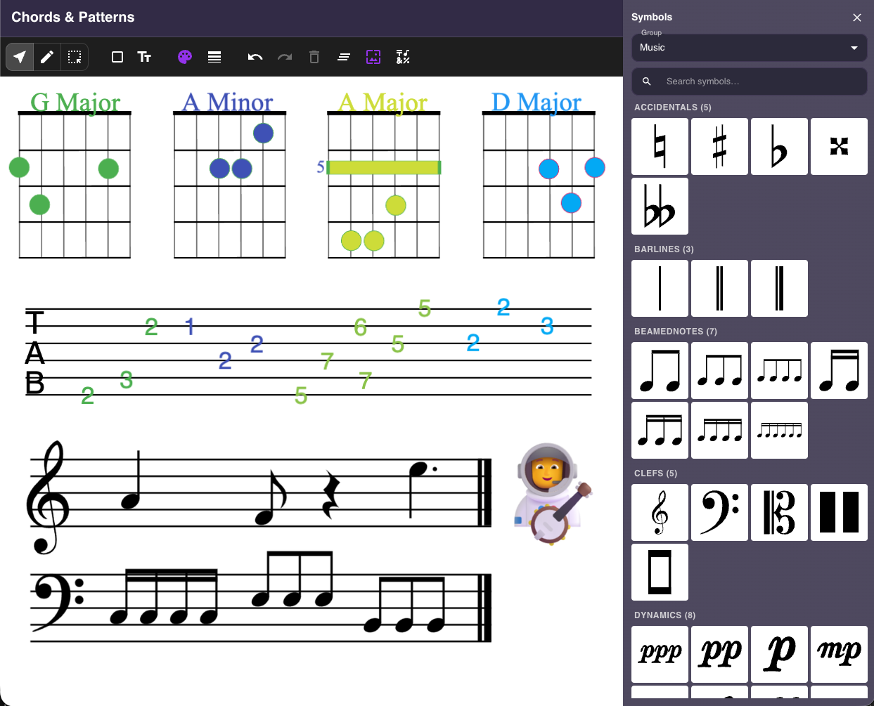 Muzie's interactive whiteboard